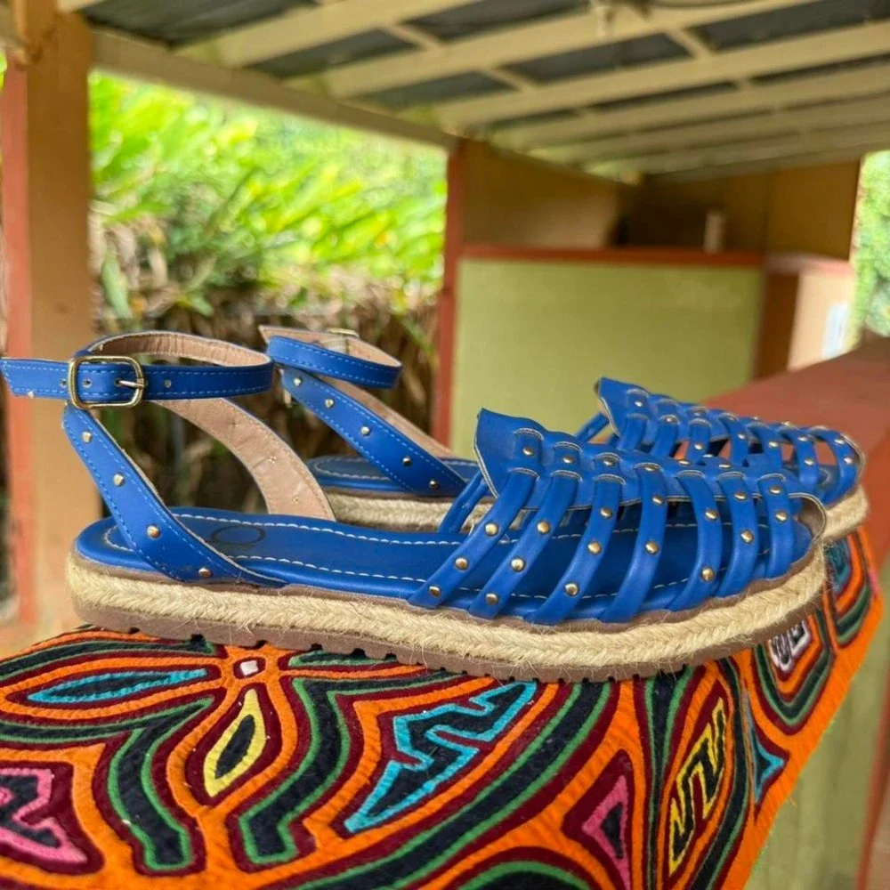 Bakers Blue Woven Espadrille Sandals Leather Ankle Strap‎ US 5 EUR 36 Brazil